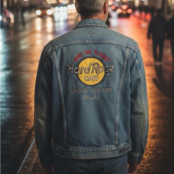 Vintage Lee Hard Rock Cafe made in USA denim jacket London New York Dallas